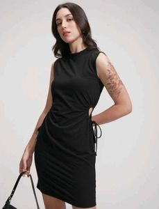 Black Ruched Midi Dress Size XS