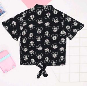 Mickey Mouse Print Button-Up Shirt