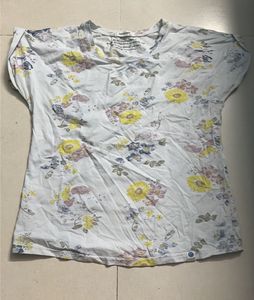 Light Blue Floral fitted Print T-Shirt