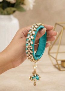 Exquisite Teal Embellished Bangle Bracelet