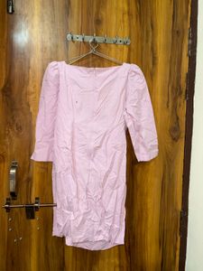 Chic Ruched One-Shoulder Pink Dress
