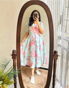 Blue Floral Tiered Midi Dress_All size available