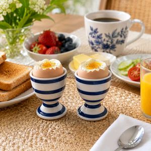 Beautiful Set of 2 Striped Egg Cups