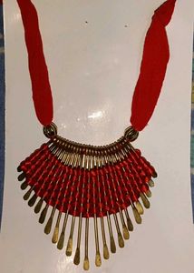 Red Ethnic Statement Necklace