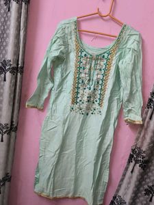 Embellished Mint Green Kurta pant set