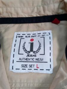 Men's Casual Beige Shirt chest pockets