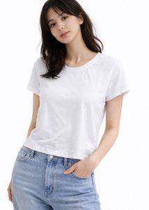 WHITE CROP TOP Women's Casual Short Sleeve T-Shirt