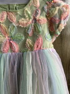Pastel Tulle Dress with Floral Appliques