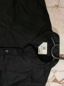 Men's Black Mandarin Collar Shirt