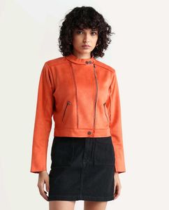 Suede Orange Moto Jacket