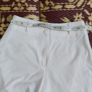 White Straight Leg High Waisted Pants