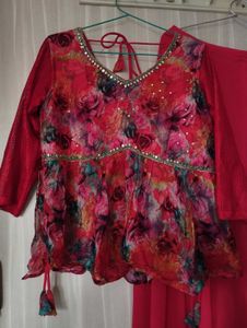 Floral Peplum Kurta Set with Plazzo