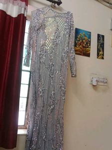Sparkling Grey Sequined Gown