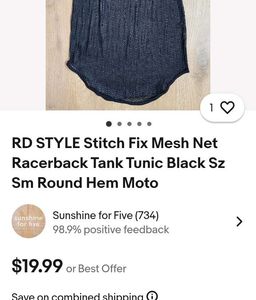RD STYLE  Fix Mesh Net Tank Tunic