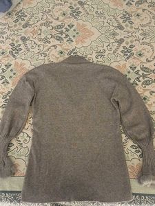 Grey Mock Neck Sweater with Feathers