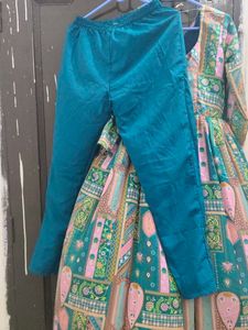 Printed silk  frock suit with Pants dupatta