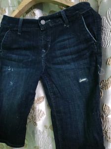 Dark Wash Denim Capri Pants