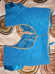 Blue Ethnic Blouse with Gold Trim