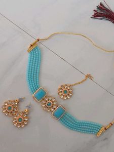 Stunning Blue Beaded Jewellery Set