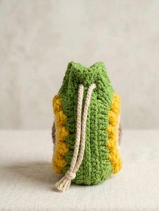 Handmade Crochet Sunflower Drawstring Pouch