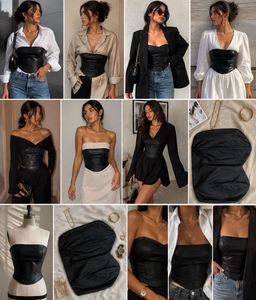 Chic Black Faux Leather Corset Top