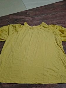 Yellow Cold Shoulder Top
