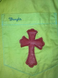 Wrangler Shirt with Red Leather Cross Detail