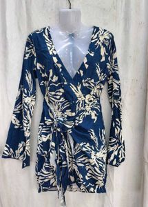 368. Blue Floral Wrap Dress
