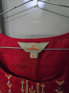 Red Embroidered Kurta