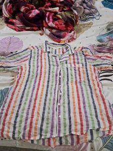 Colorful Striped Pajama Top