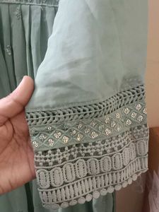 Elegant Teal Mirror Work Kurta