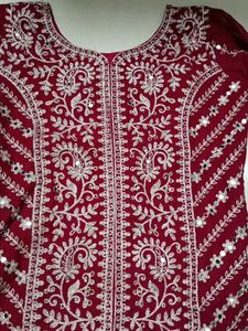 Maroon Embroidered Palazzo Set
