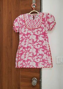 Girls Pink &amp; White Kurta Sharara Set (8-10years)