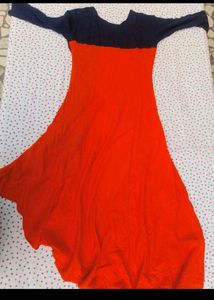 Orange &amp; Navy Blue Kurta Set
