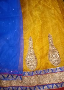 Yellow Blue Lehenga Choli Dupatta