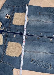 oversized Denim Jacket with Sherpa Collar