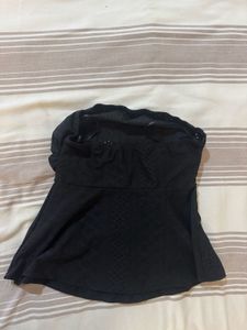 Stylish Black Strapless Peplum Top
