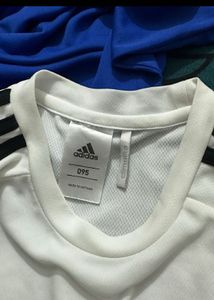 Adidas White T-Shirt with Black Stripes