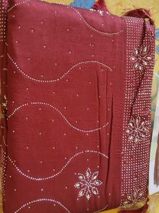 Maroon Embellished Saree