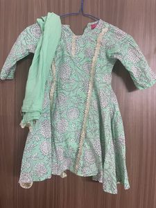 Pure Cotton Anarkali Dress With Dupatta