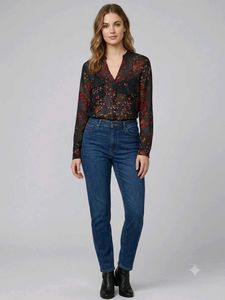 Chic Floral Print Sheer Blouse