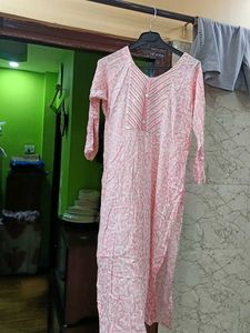 Light Pink Printed Kurta with Pant and Dupatta Set