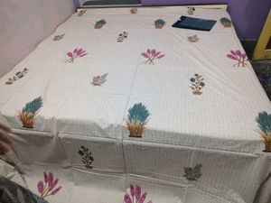 Cotton Flower Print King Size Double Bed Bedsheet
