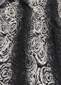 Embellished Black &amp; White Rose Print Kurta