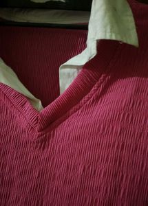 Pink  Y2K Collared Knit Top