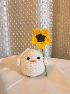 Handmade Crochet Chick with Sunflower