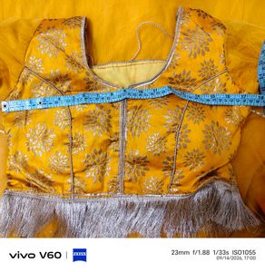 Yellow Tiered Lehenga Skirt with dupatta