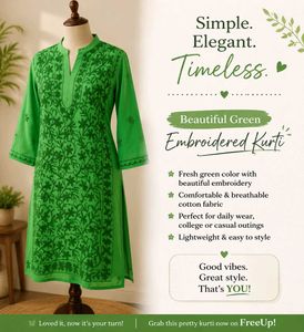 Beautiful Green Embroidered Georgette Kurti