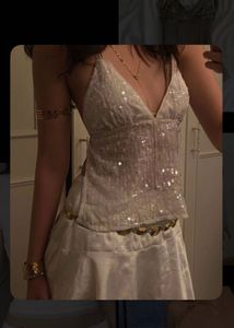 Custom backless Sparkly Sequin halter top