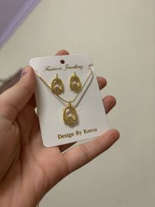 Anti tarnish jewellery chain pendant earrings set